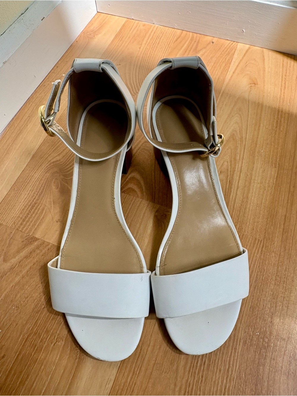 MICHAEL Michael Kors White Ankle-Strap Block Heel Sandals - Picture 5 of 12